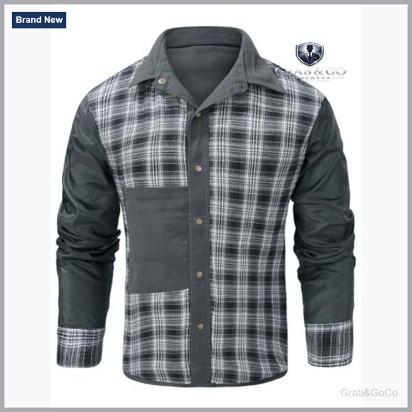 Men's Flannel Lined Shirt Jacket Snap Button Western Rugged Outdoor - Picture 4 of 7